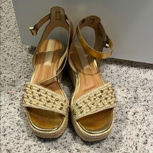 Gold Woven Platform Sandals